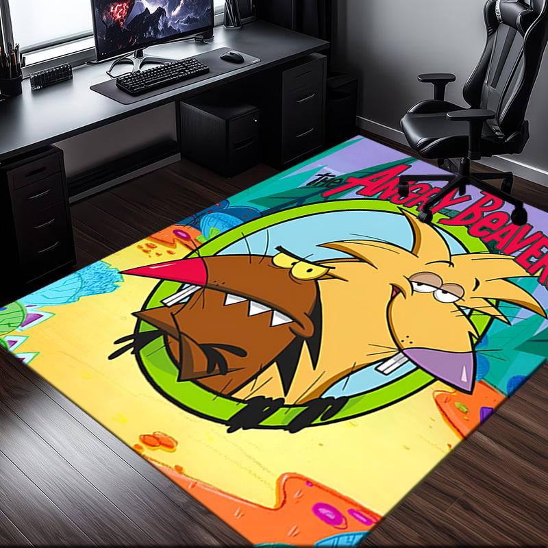 Angry Beavers Adventure Rug Office Carpet Non-Slip Mat, Chair Rug Floor Covering for Gaming, Bedroom, Living Room , Home Decor Christmas Gift