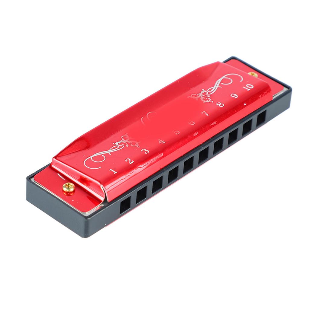 Harmonica 10 Hole 20 Tune C Key Professional Standard Mouth Organ with Case for Kid Beginner Red