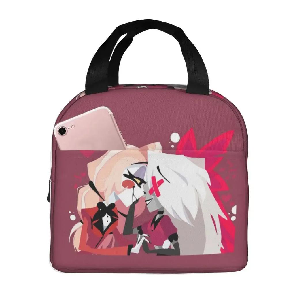 Charlie And Vaggie Valentines Hazbin Hotels Insulated Lunch Bag for School Cooler Thermal Food Box Tote Lunch Boxes Container