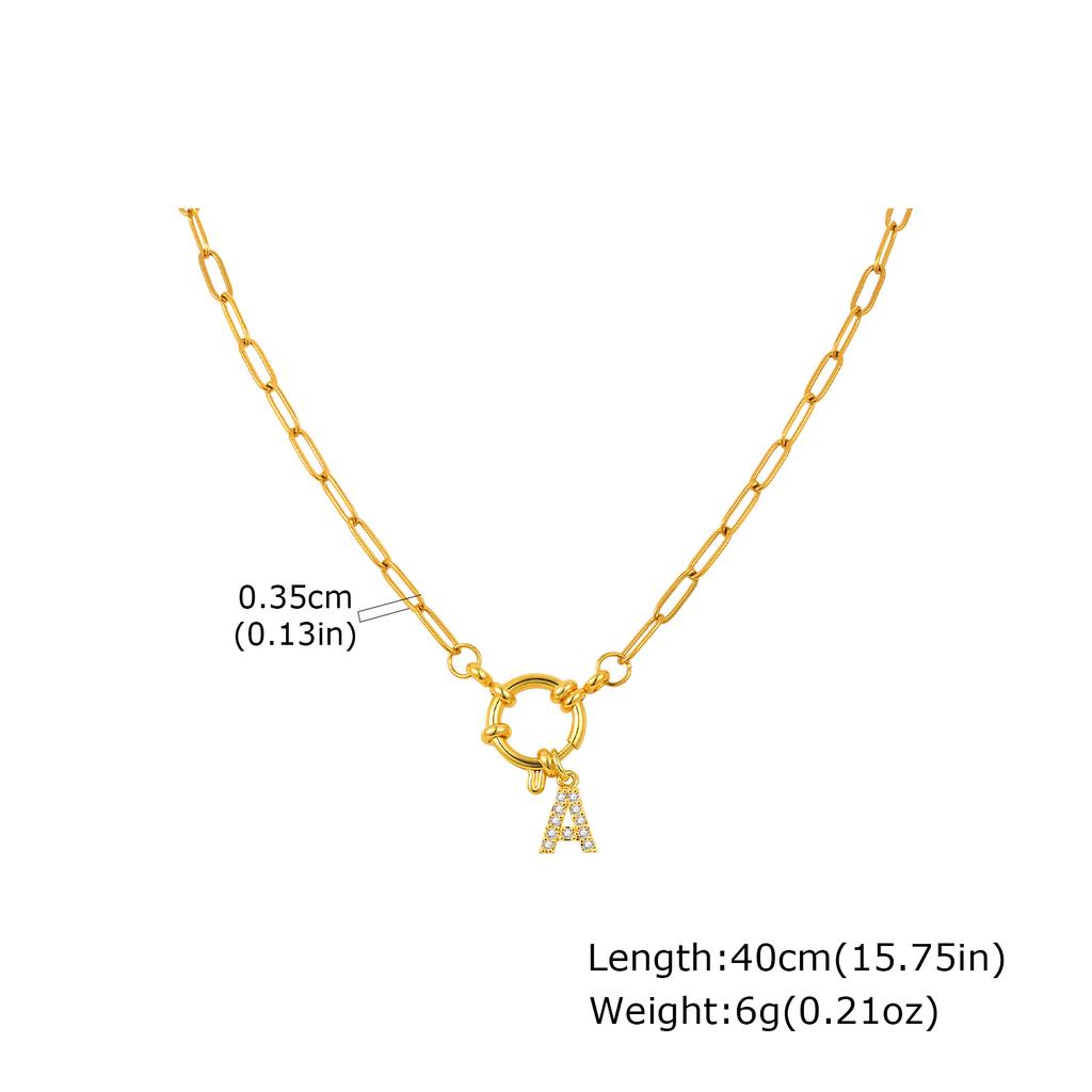 Vnox Classic Stainless Steel Paper Clip Chain Women's Bracelets,Trendy Zircon 26 Letters O-ring Pendant,Charms Back School Gifts