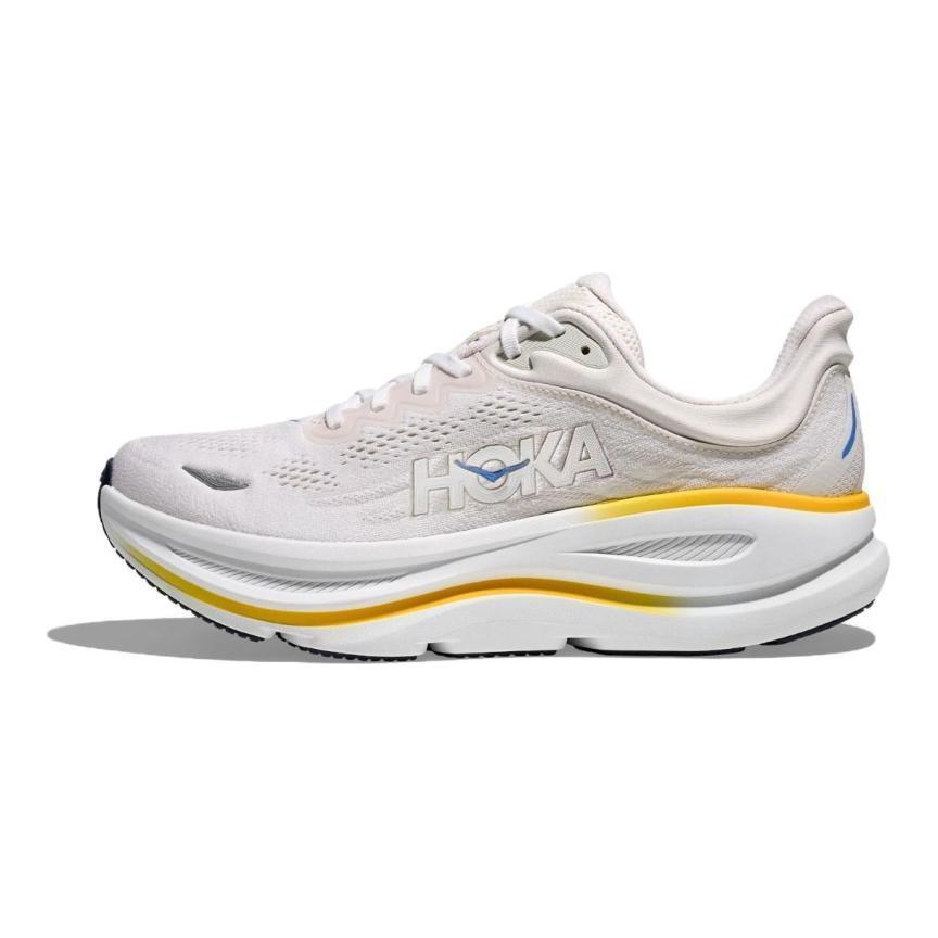 HOKA ONE ONE Bondi 9 Breathable Support Supercritical Foam Midsole Casual Trail Running Shoes Men's White Sneakers 1162011-WGRT