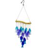 Iron Wind Chimes With Colored Glass For Garden Fish Leaf Design Outdoor Decor Hanging Ornament
