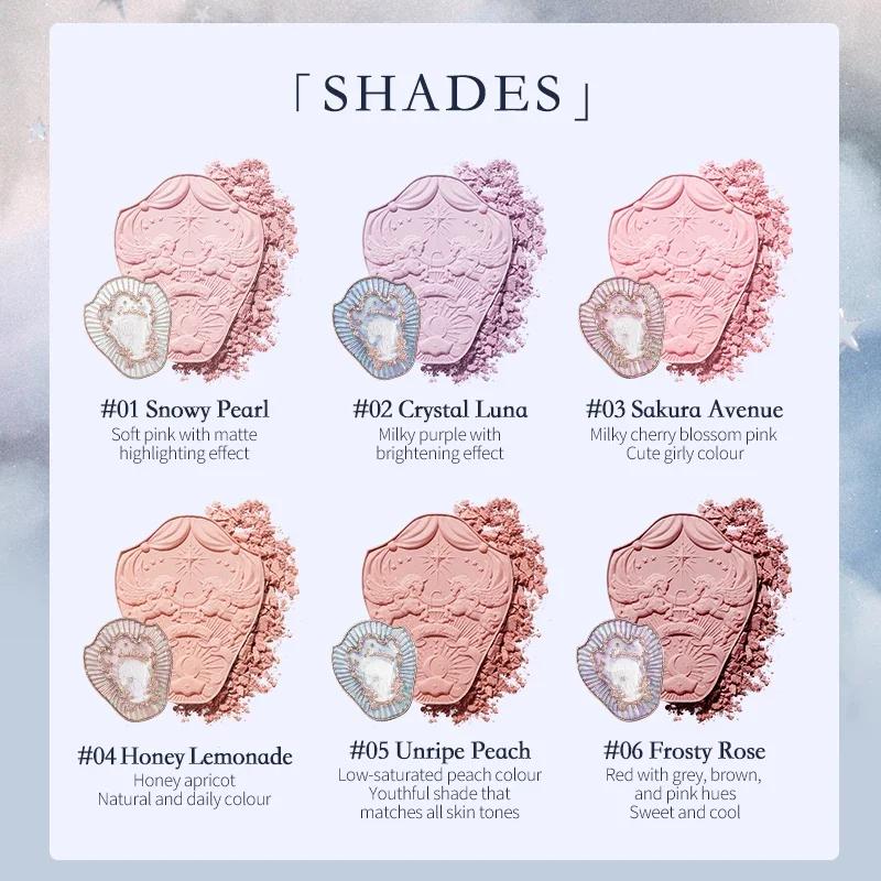 Flower Knows Makeup Unicorn Embossed Blush On Natural Cheek Matte Long Lasting Blusher Makeup