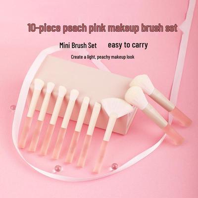 10-teiliges Pfirsich-Make-up-Pinselset: Puderpinsel, Stippling-Pinsel, Lidschattenpinsel, Verblendpinsel, Concealer-Pinsel, Konturpinsel