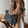 Large Capacity Canvas Tote Bag Women Spacious Crossbody Shoulder With Zip Street Style Daily Commute Travel