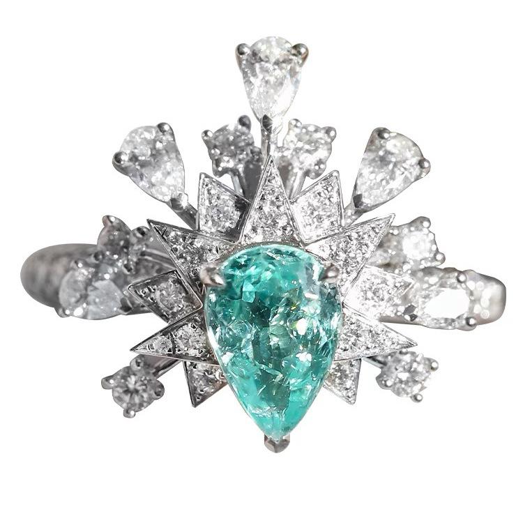 

Bright Colored Treasure Light Luxury Gemstone Ring Female, Opening High Sense Full Of Diamond Ring Sweet Temperament Adjustable opening