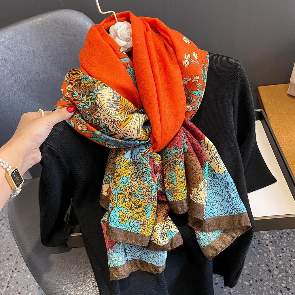 New Fashion Spring Autumn Women Floral Printing Beach Scarf Shawl Female Long Wrap Beach Sunscreen Hijab Blanket Bandana Scarves
