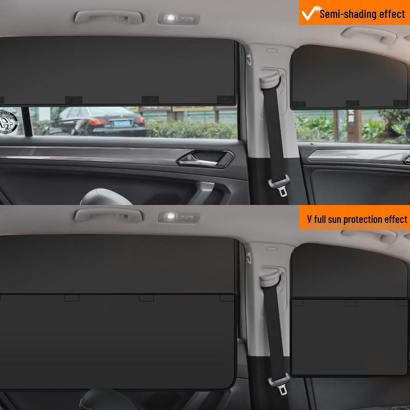 Magnetic Car Window Sunshade Curtain - Black Cloth for Summer Sun Protection