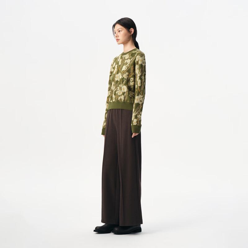 Broadcast Jacquard Textured Round Neck Sweater