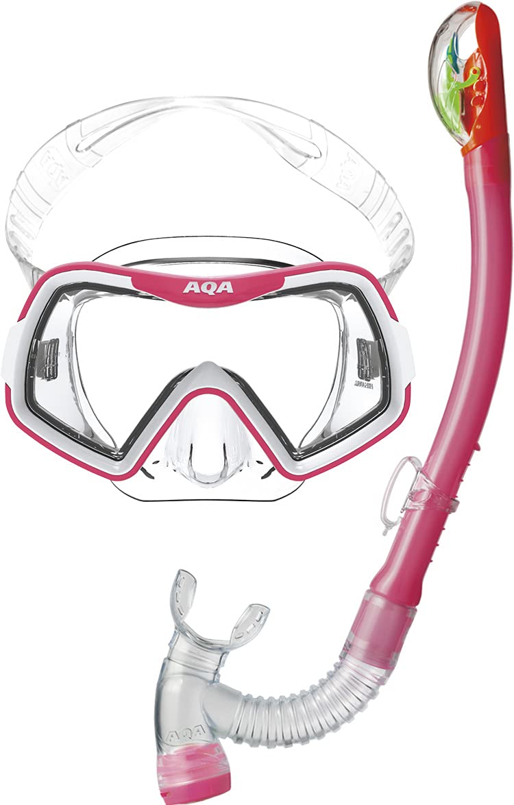 

AQA Набор маска и трубка для морских видов спорта Junior Akala Soft Bixie Dry Special Силиконовый набор Flash Универсальный размер для детей от 4 до 9 лет & & 2 предмета