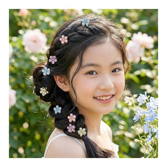 Mini Flower Hair Clips for Girls, 16 Pcs Cute Hair Accessories for Bangs, Small Flower Hair Barrettes for Kids, Party, Wedding, Graduation,