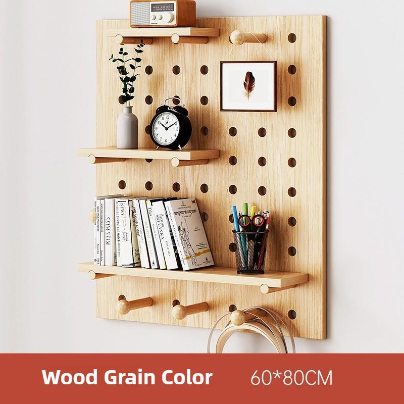 Solid Wood Hole Wooden Shelf Pegboard Accessories Wall Shelf Hole Board Household Decoration Display Stand