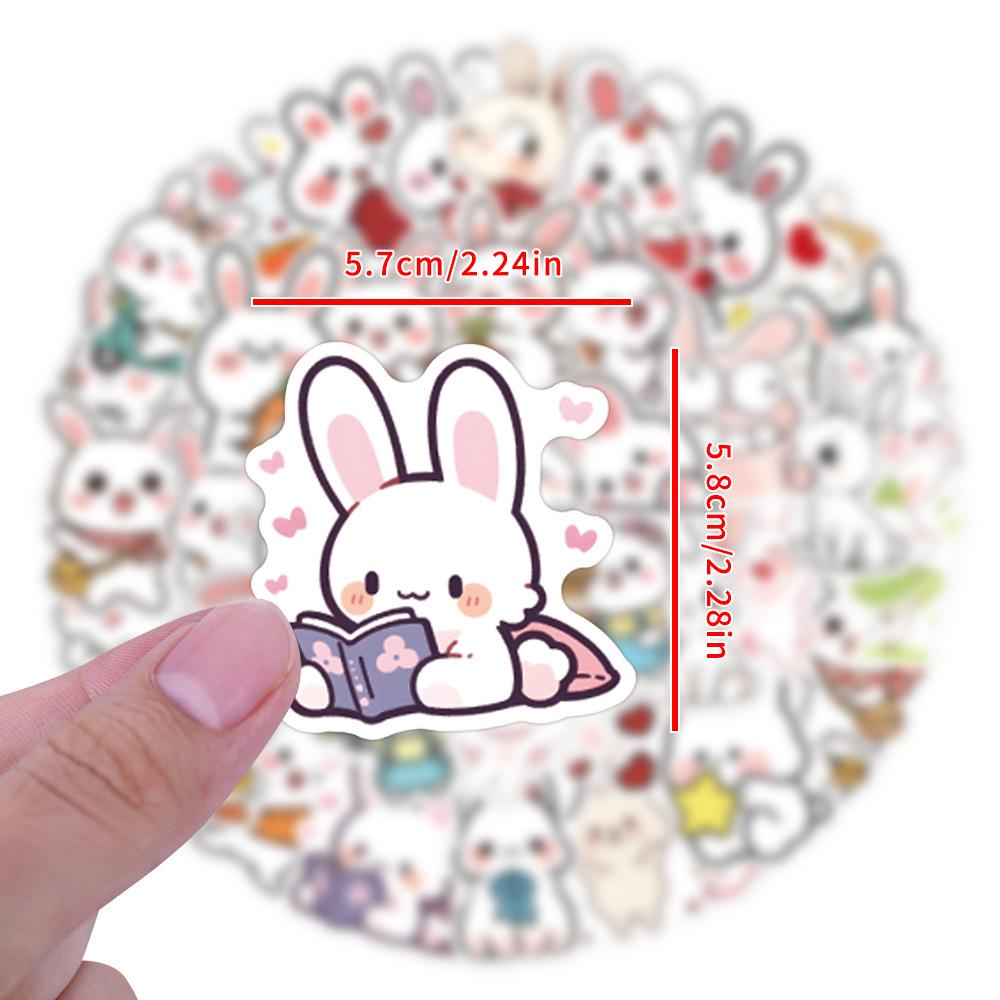 60 Cute Rabbit Cartoon Stickers: Waterproof Decorations for Planners, Water Bottles, and Computers