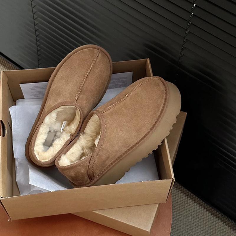 

Женские зимние ботинки на толстой подошве 2024 года из бархата, сохраняющие тепло. Ленивые люди могут носить две пары каблуков и одну педаль. 40