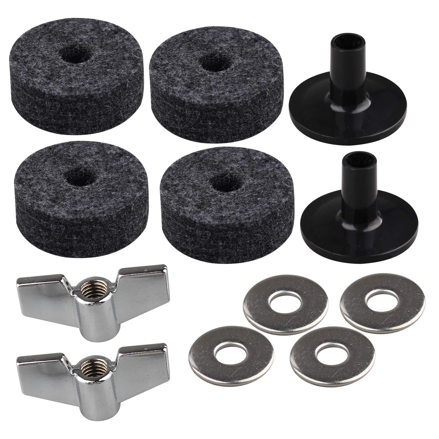 

FUSD Cymbal Felts, Cymbal Sleeves, Wing Nuts, and Cymbal Washers (Pack of 12) for Cymbal Stand Replacement and Drum Set Percussion Accessories