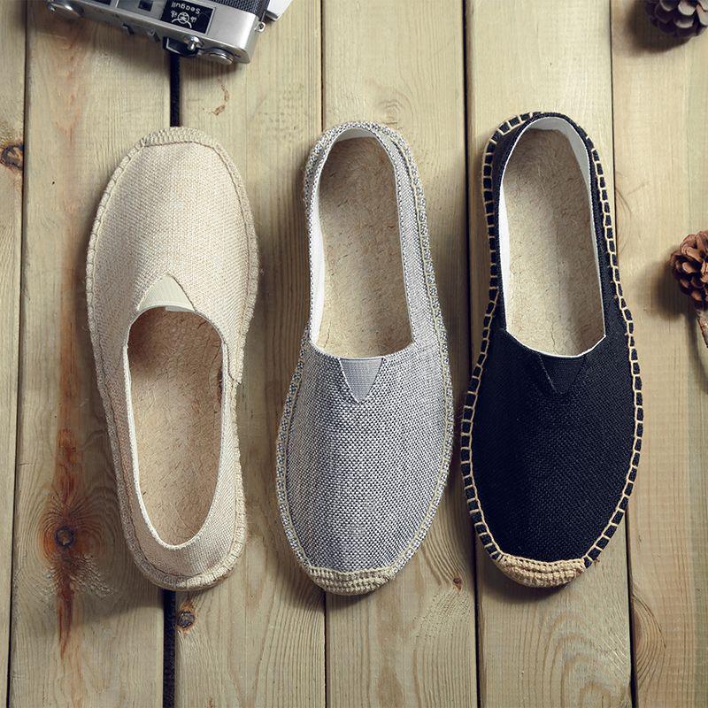 Scarpe da Ginnastica Slip-On in Tela con Suola in Canapa: Unisex, Intrecciato in Paglia, Casual, Disponibile in Taglie Grandi
