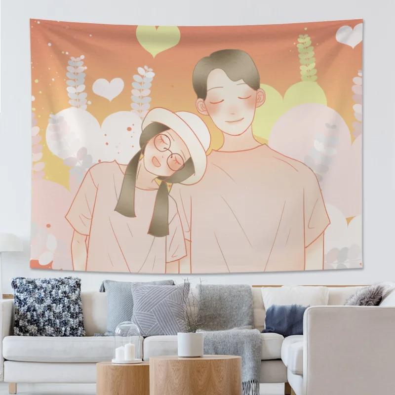 Couple Life Photo Decorative Tapestry Home Wall Living Room Office Decorative Tapestry 74x94cm(29x37in)
