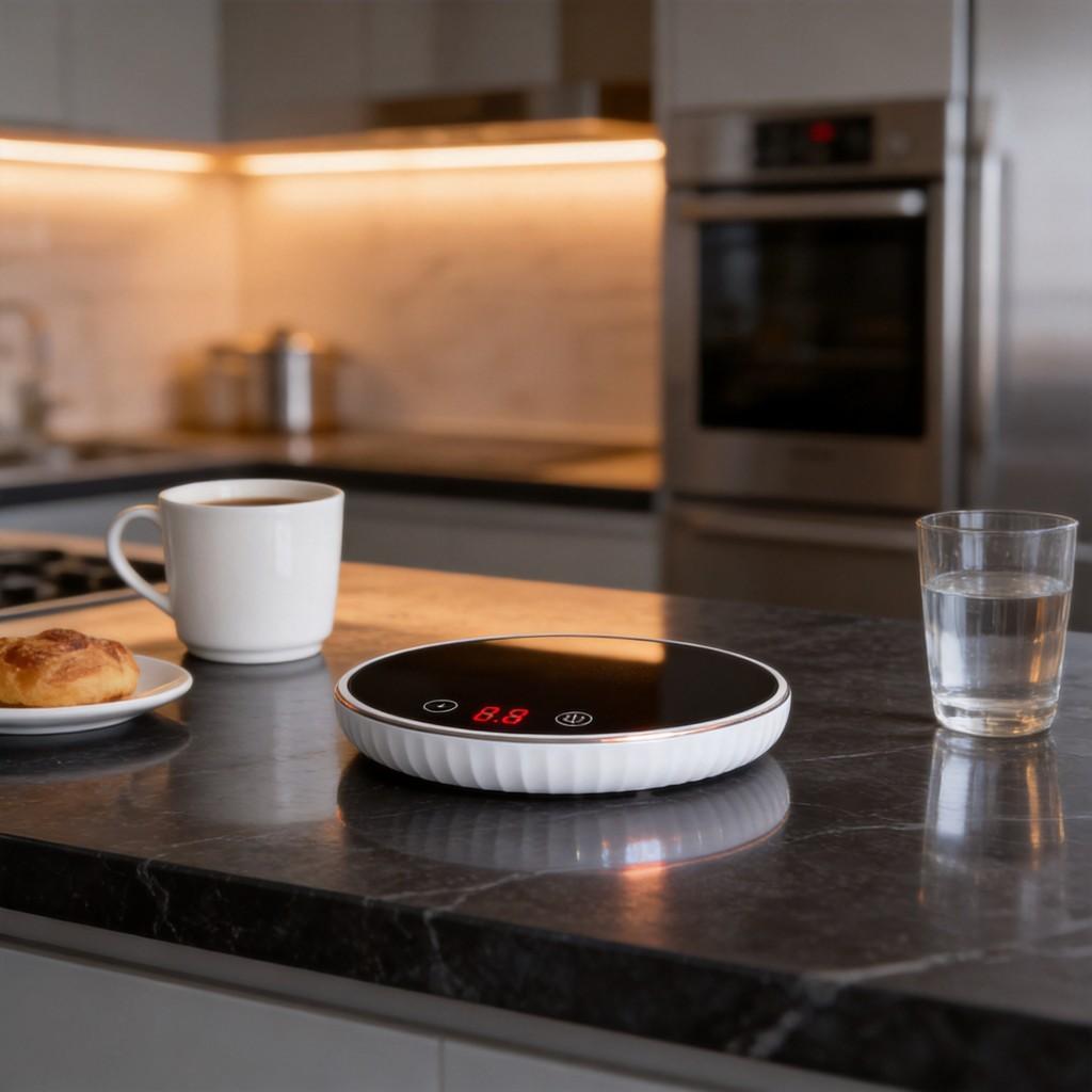 Heat Up Coffee Coaster With Ptc For Home Office Desk Use
