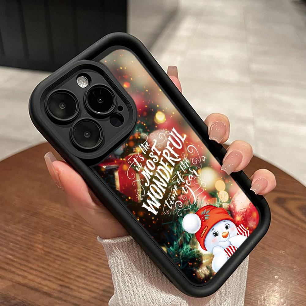 Ae121 Merry Christmas Santa design art Phone Cases for iPhone 16 14 13 11 Pro Max 15 7 8 6 Plus 12 mini XR XS Max SE Angel Eye Ladder Protective Cover