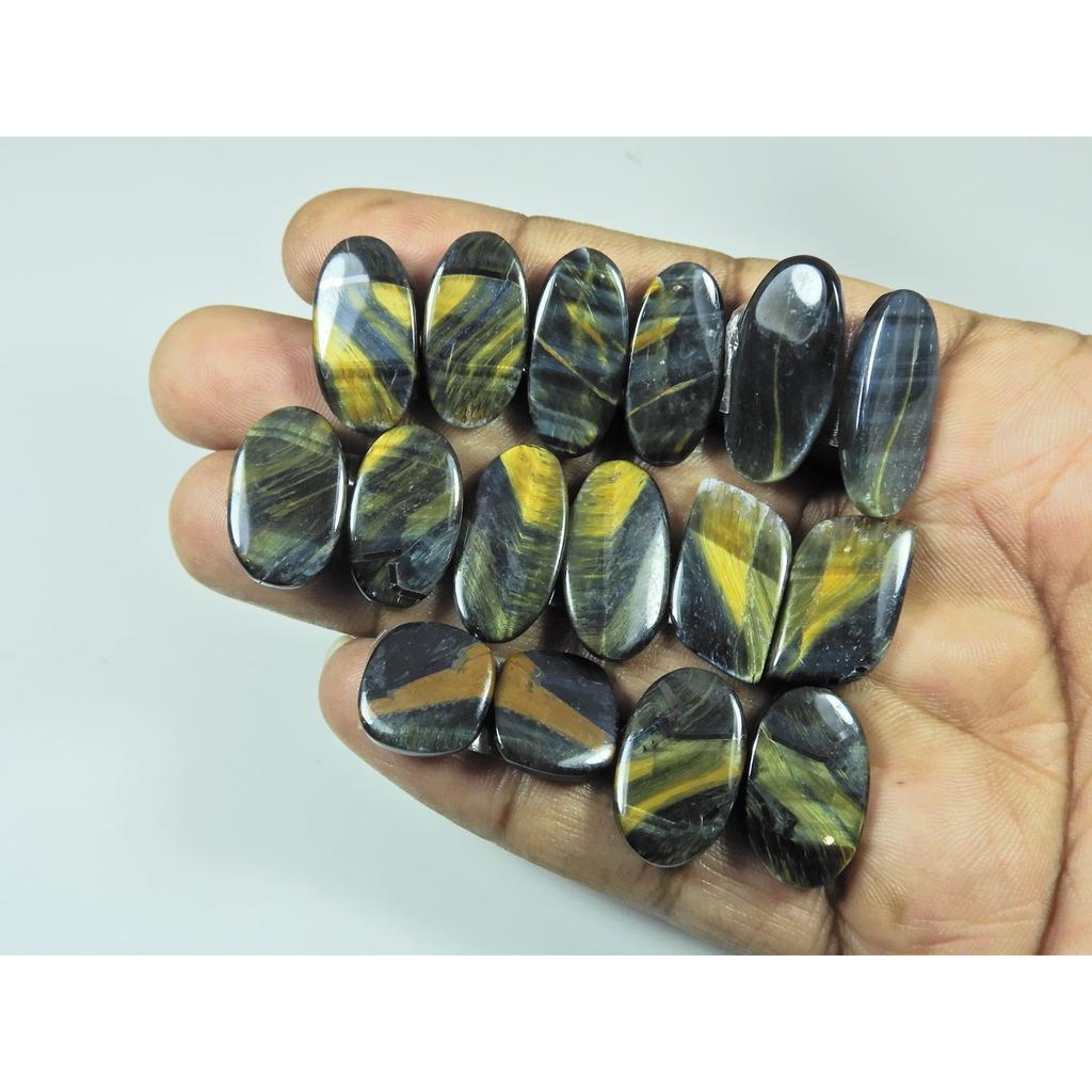 Natural Blue Tiger eye Matched Pair Mix Cabochon Loose Gemstone 08 Pair Lot C-3390