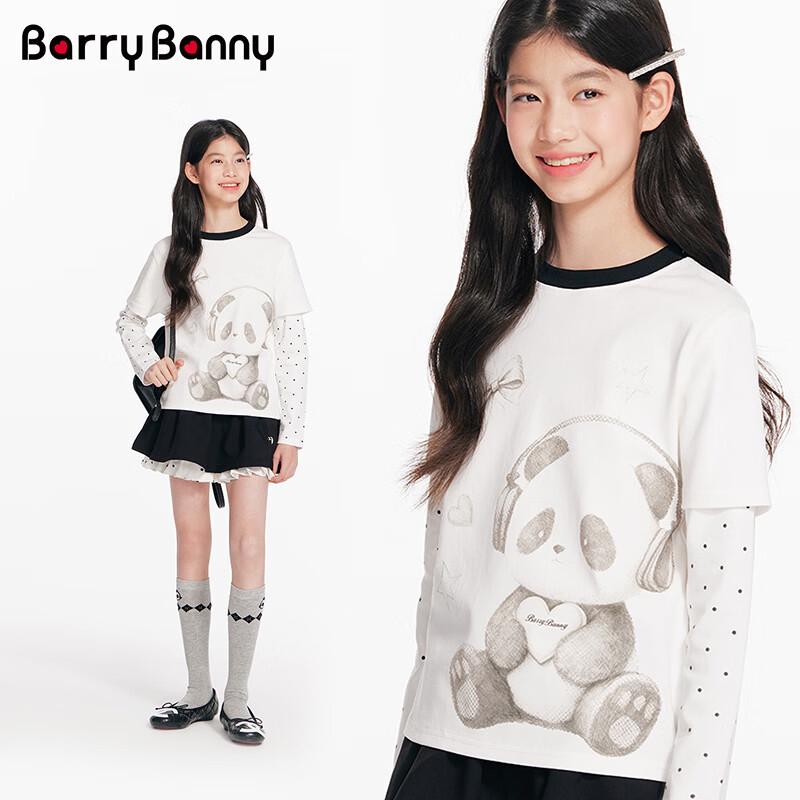 

BARRY BANNY Girls Panda Spliced Long-Sleeve T-Shirt