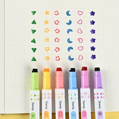 Set of 6 Creative Dual-Ended Magical Color-Changing Stamp Pens for Students