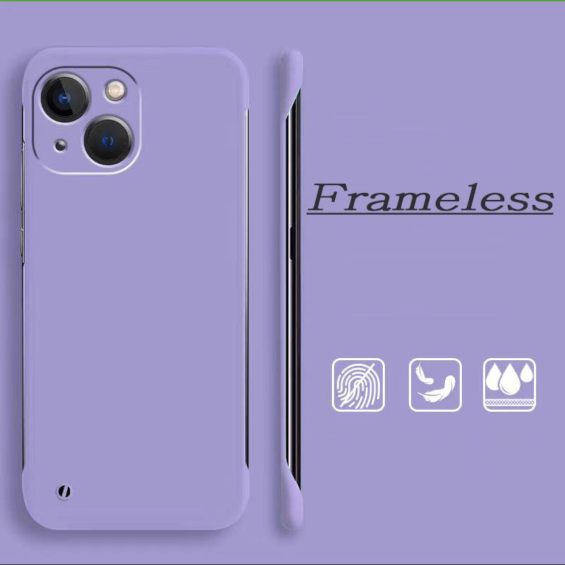 Fashion Slim Frameless Cover for iPhone 16 Pro Max 15 Plus 14 13 12 11 Pro X XR Xs Max 7 8 Plus SE2 SE3 Case Cover Hard Scrub PC Candy Color