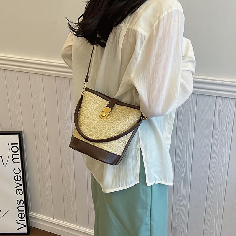 Chic Street Style Straw Woven Shoulder Bag 2024 Fashion Handbag