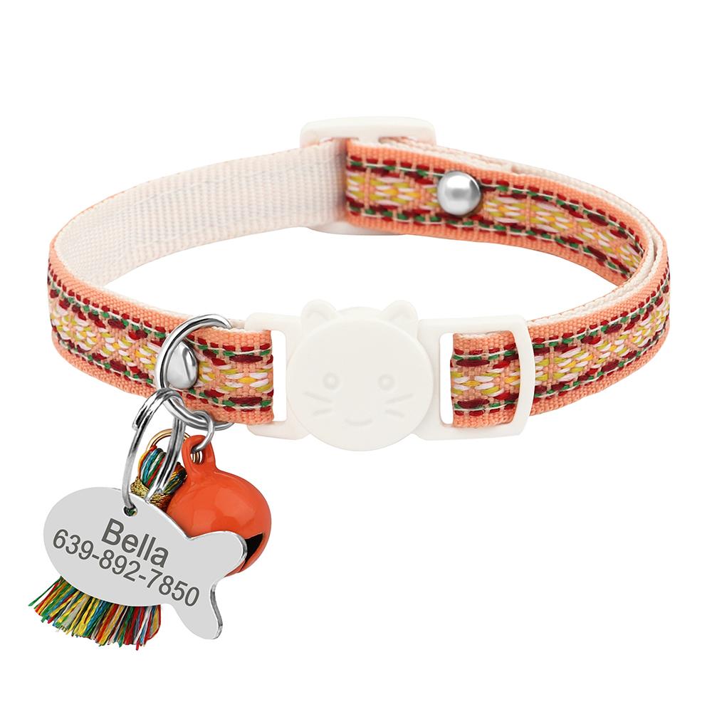 11 Colors Quick Release Cat Collar Personalized Safety Cat Collars Necklace Free Engraved ID Tag Nameplate With Cute Bell Gift