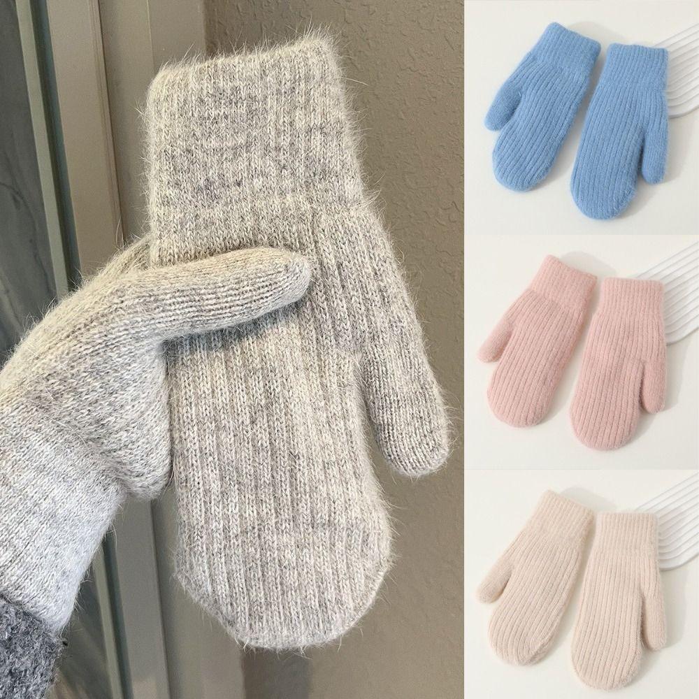 Mănuși de pluș rezistente la vânt, mănuși groase cu degete întregi, mănuși noi călduroase pentru iarnă
