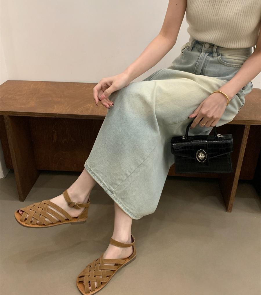 Retro style woven bag head sandals women's outer wear 2025 new lazy one-pedal Muller cool slippers