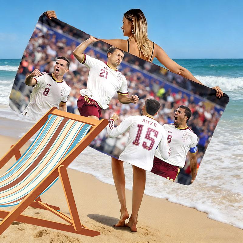 Spain Print Beach Towel, Large Soft Quick Dry Towel for Beach Camping Swimming