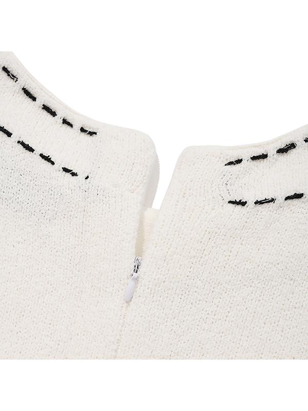 Kirsh Color Stitch Point Knit Dress [Ivory]
