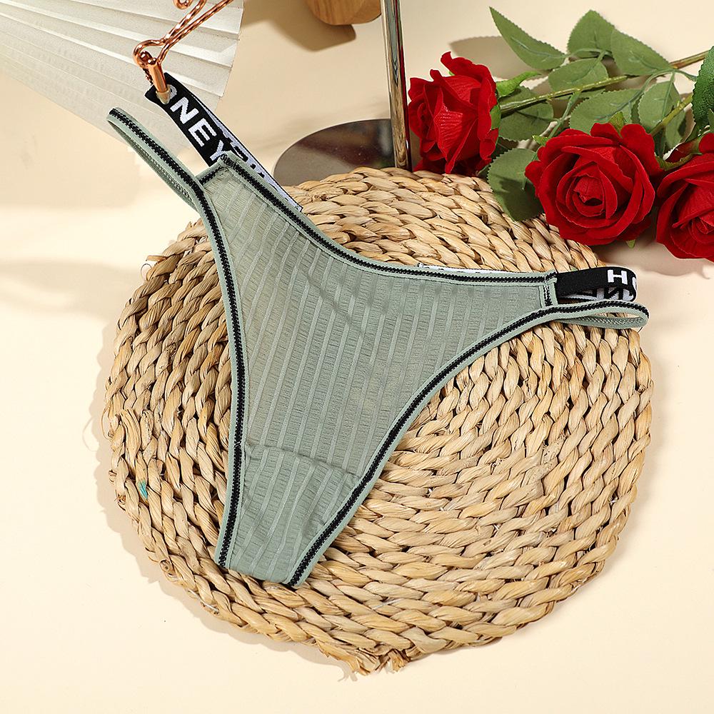 Contrast Color Women's T Pants with English Belt - Sexy Thong in Plus Sizes