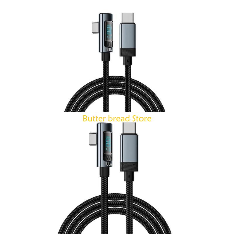 W89C LED Display USB C Cable Bendable USB C Cable for Quick Charging & Data Transfer