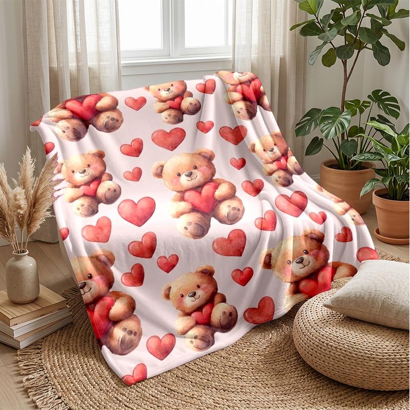 Stuffed Animals and Color Balls Theme blanket Lightweight Warm Flannel Blanket Decorative Throw Blanket for Home Decoration