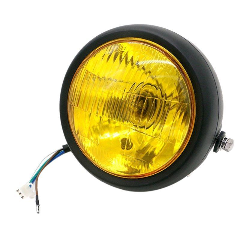 For Honda Cg125 Gn125 Cafe Racer Bobber  Motorcycle Front Headlight E4 Halogen Black Metal Retro Design