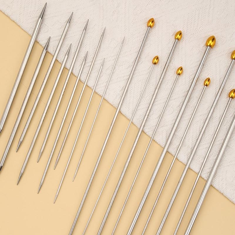 5Pcs Double Pointed Knitting Needle with 2 Stainless Single Ended Knitting Needle Stainless Steel Knitting Needle Set