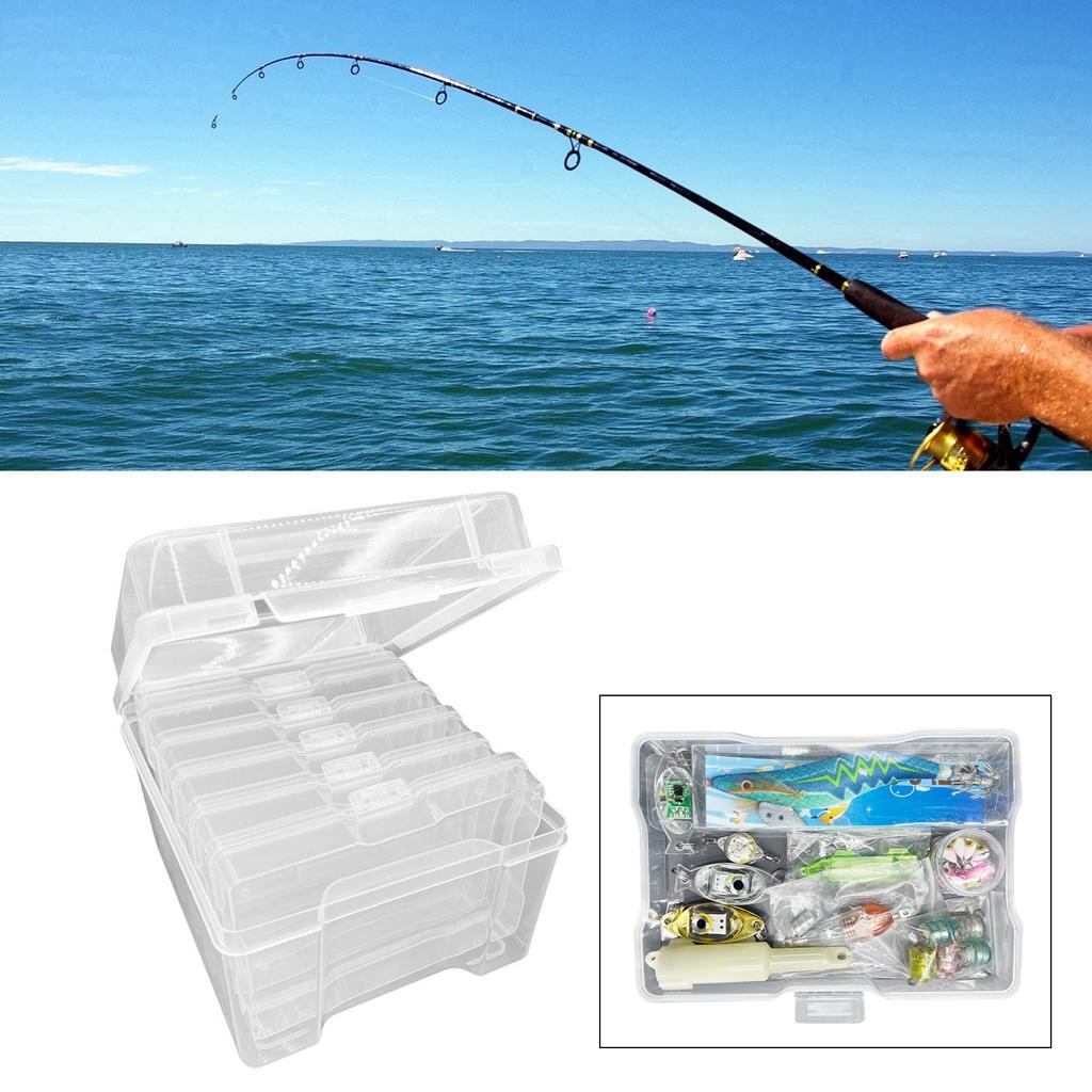6 Layer Plastic Fishing Tool Box Baits Case Clear Fishing Lure Tackle Box Container Fishing Tool Gear Organizers