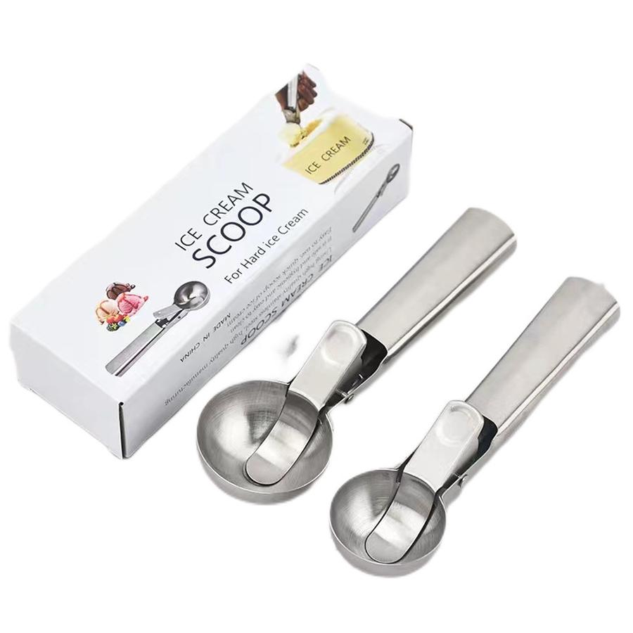 Stainless Steel Two-in-One Ice Cream Scoop, Popsicle Spoon, Balling Tool, Multi-Functional Ice Cream Balling Scoop, Ice Cream Fruit Spoon