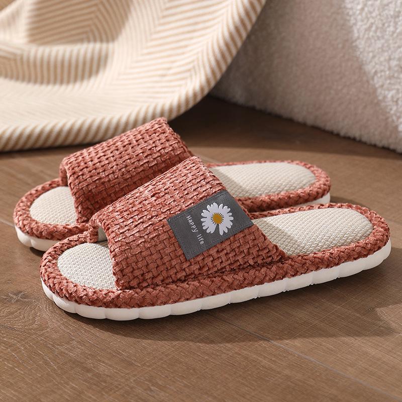 Linen slippers deodorant and non-slip indoor cotton and linen cool slippers women's summer breathable home leisure sandals free shipping