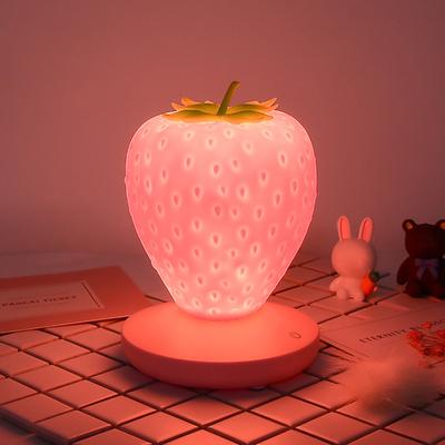 Strawberry Night Light Dimmable Flicker-Free USB Rechargeable Creative LED Bedside Lamp Desktop Decoration