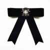 Velvet Memorial Black Bowknot Brooches Crystal Rhinestone Bow Tie Brooches  Dress Shirt Accessories
