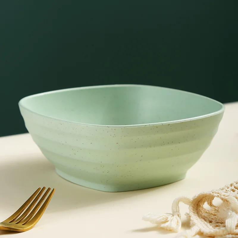 Square Wheat Straw Soup Ramen Bowls Anti-Fall Large Salad Fruit Rice Bowls Food Container Kitchen Tableware Microwave Safe