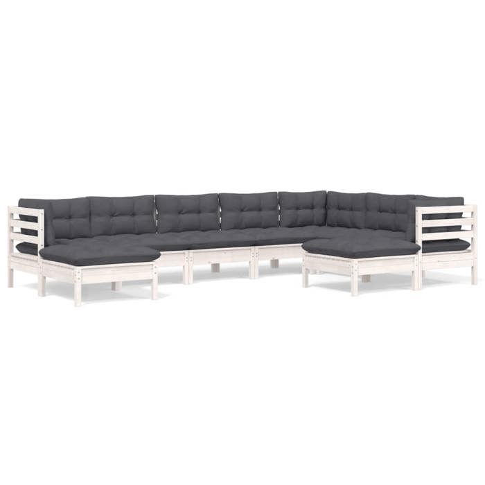 VidaXL Bois de Pin Massif Salon de Jardin 9 pcs avec Coussins Mobilier de Patio Meubles d'Extérieur Mobilier de Jardin 3096708