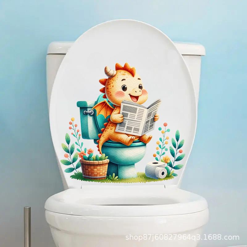 Funny Animal PVC Toilet Seat Stickers Monkey Zebra Giraffe Decals Waterproof Bathroom Wall Door Decor Creative Removable Decals