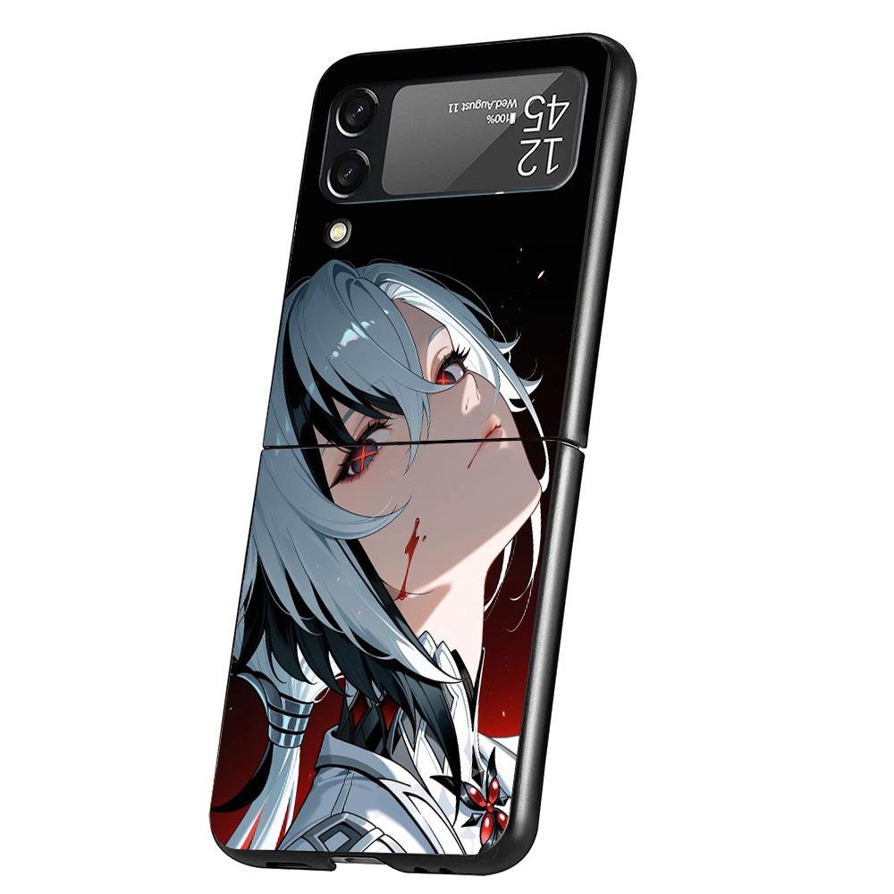 Arlecchino Genshin Impact Cover Phone Case For Samsung Galaxy Z Flip 7 6 5 4 3 5G Flip7 Flip6 Flip5 Flip4 Flip3 Black Fundas She