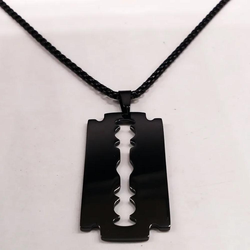 1 Set Gothic Klingenrasierer Anhänger Halsketten Herren Schwarz Goth Mann Kette Halskette
