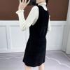 Faux Mink Knitted Waistcoat Spring and Autumn Mohair V-neck Vest Knitting Versatile Sleeveless Mid-length Casual Women's Dress