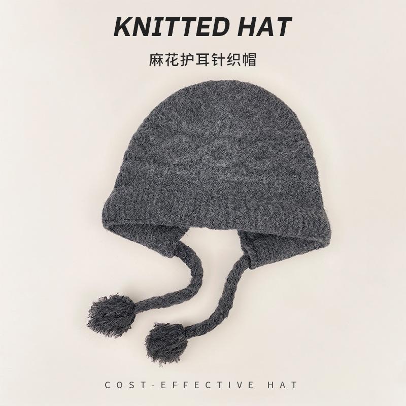 Vintage Fair Island Hat Women'S Windproof And Cold-Proof Wool Hat Warm Ear Protector Lei Feng Hat Show Face Small Knitted Hat